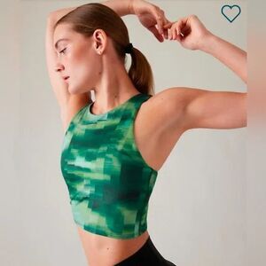 NEW Athleta Conscious Crop Bra Size XS/ A-C Cup Green Abstract Print Tank Top